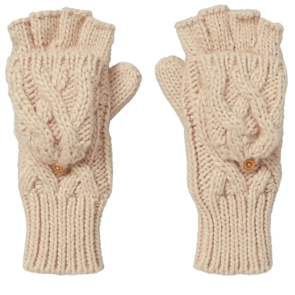 CALIA Women's Cable Pop Top Mitten, cream, NWT